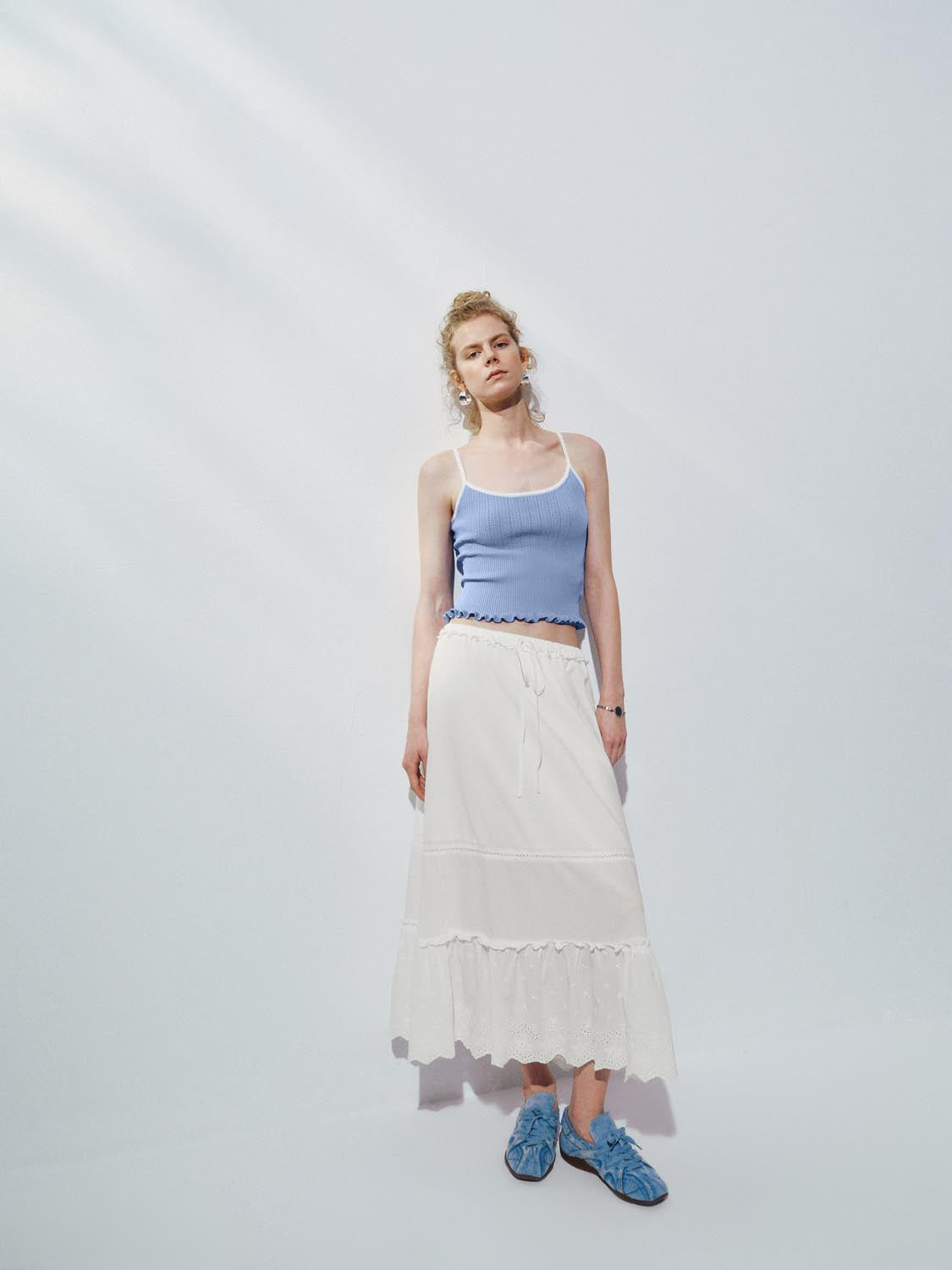 Urban Revivo Knitted Cami Tops-Gray Blue