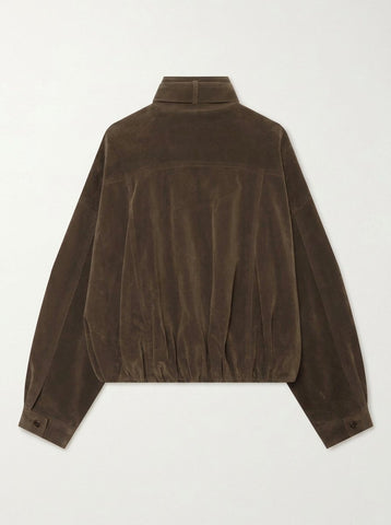 Oversized Brown Suede Zip Up Jacket