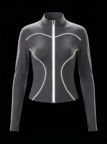 High-Neck Breathable Sporty Jacket-Multicolor