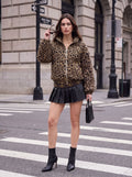 Leopard Print Zip Up Jacket