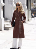 Elegant Contrast Trim Trench Coat