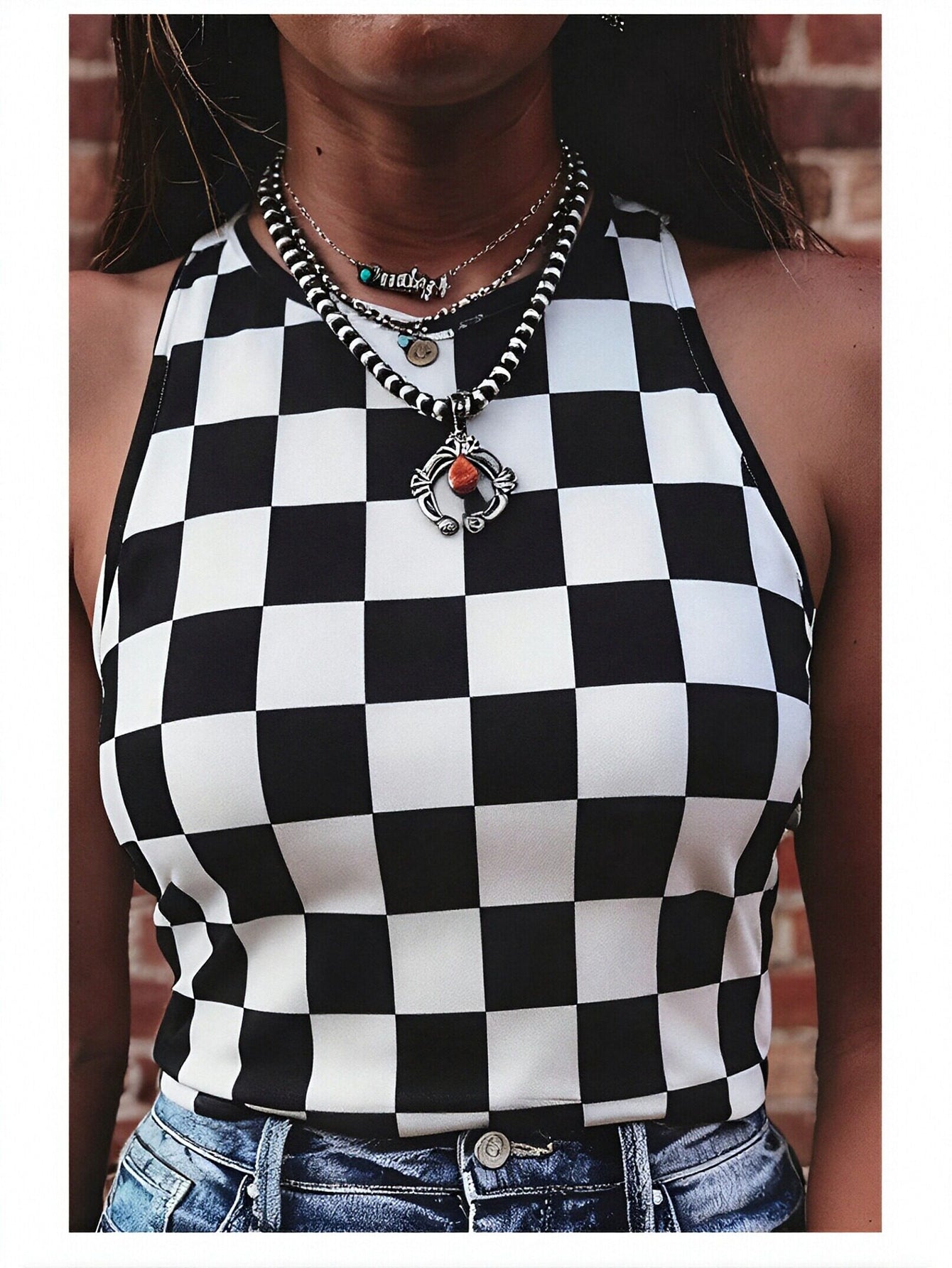 Checkered Sleeveless Tank