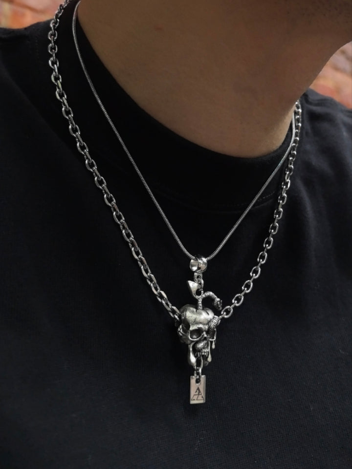 Gothic Layered Skull Pendant Necklace