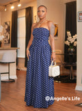 Strapless Polka-Dot Classic Maxi Dress