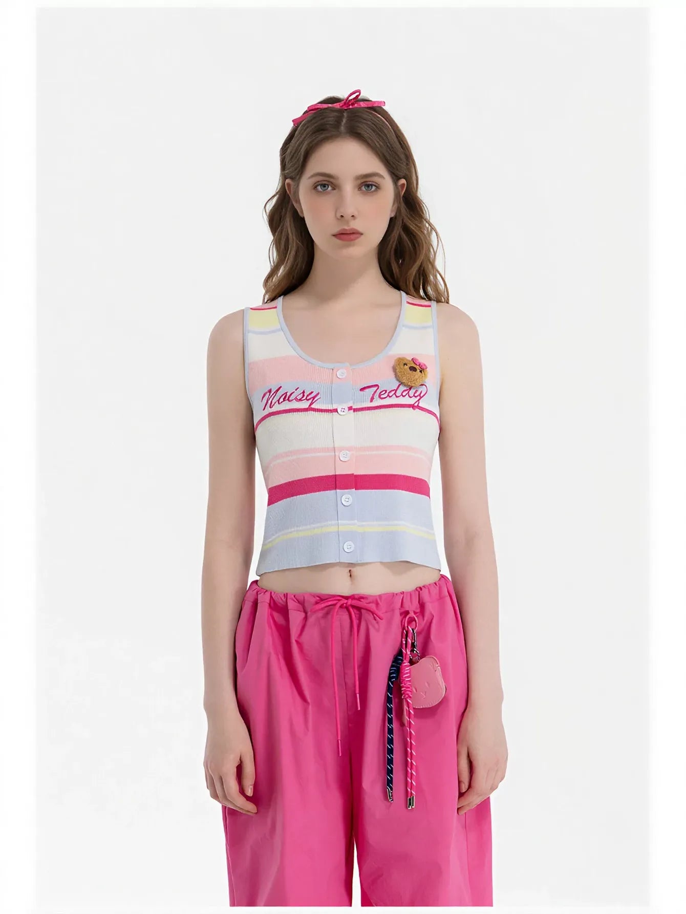 Cute Striped Button Up Knit Tank