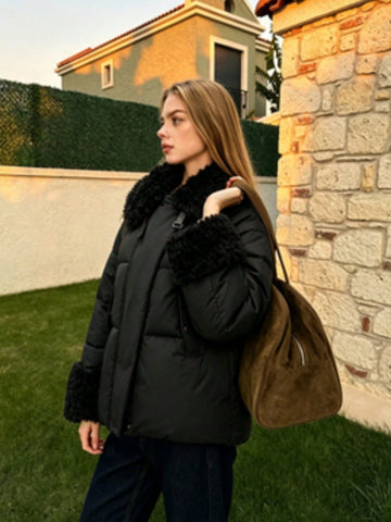 Faux Fur Trim Puffer Jacket