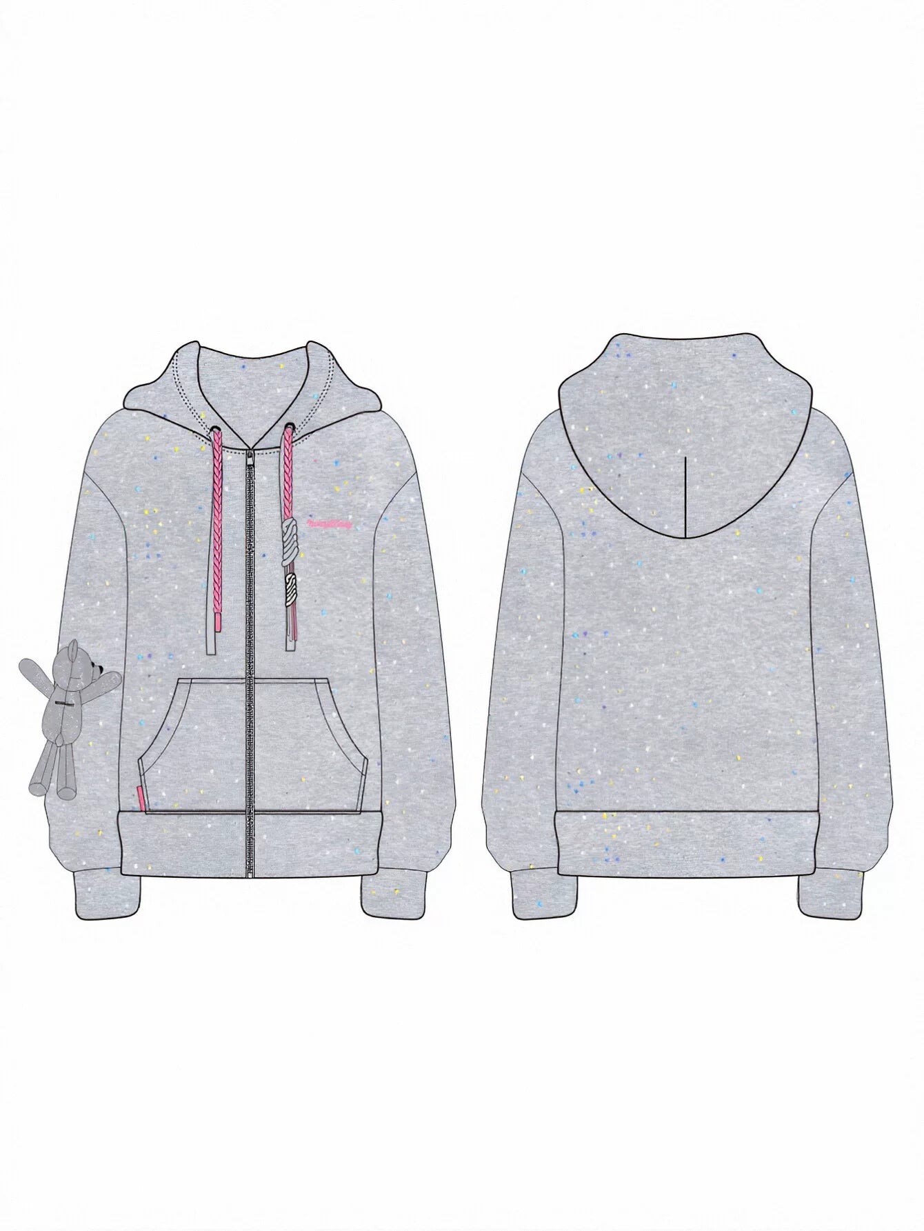 Glittery Fleece Zip Up Hooded Jacket