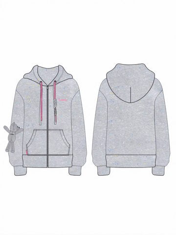 Glittery Fleece Zip Up Hooded Jacket