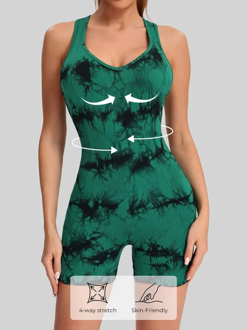 Backless Tie Dye Yoga Romper