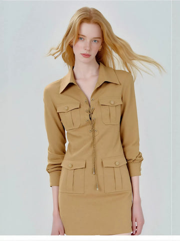 Utility Lace Up Mini Dress