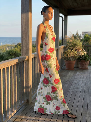 Sissi Yuan's Hibiscus Print Midi Dress