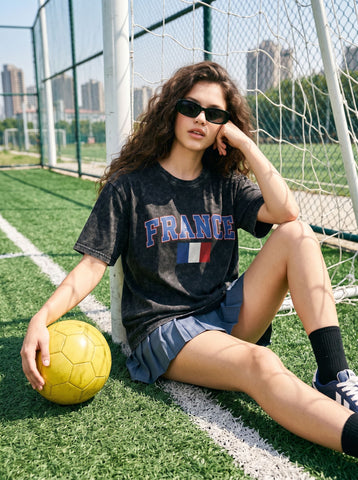 World Cup 2026 Vintage Washed France Graphic  T-Shirt