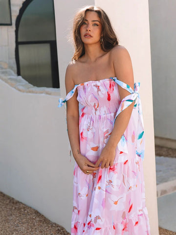 Square Neck Tiered Skirt Maxi Dress