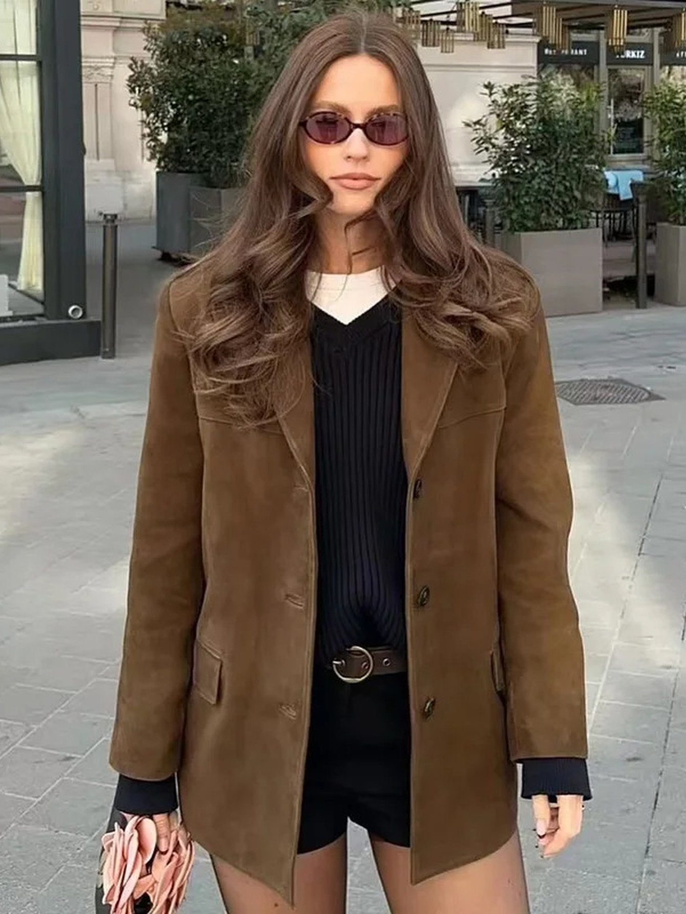 Classic Suede Tailored Blazer Jacket