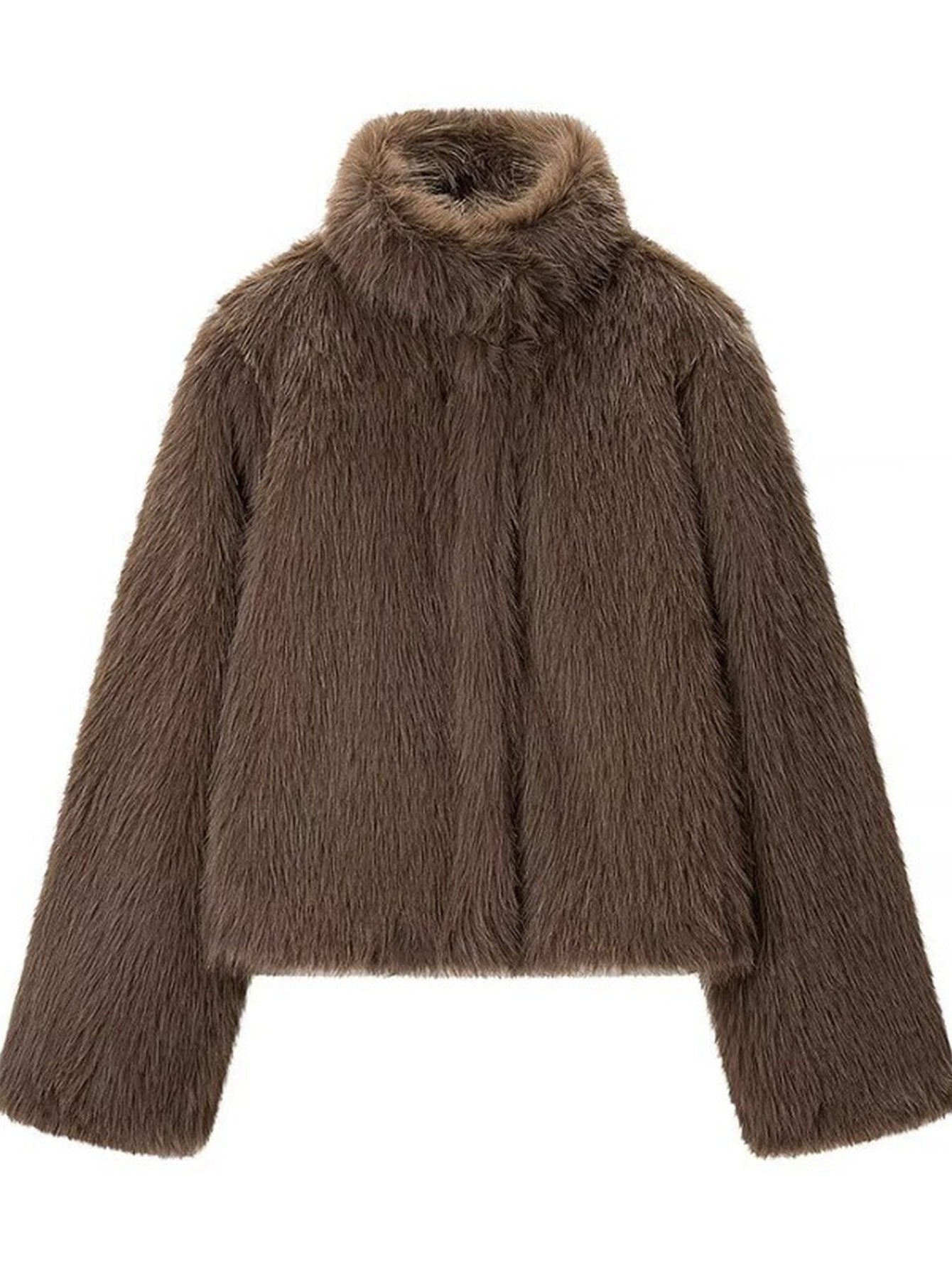 Cozy Mock Neck Faux Fur Coat