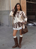 Oversized Graphic Print Knit Sweater