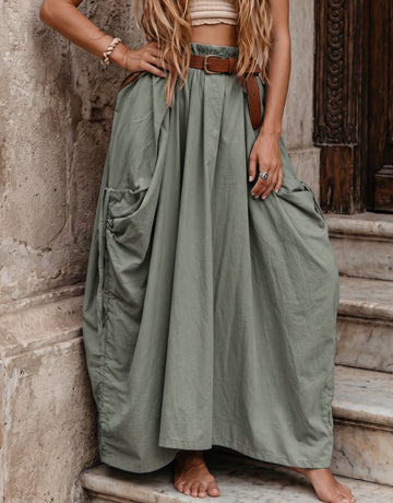 Boho Flowy Cotton Maxi Skirt