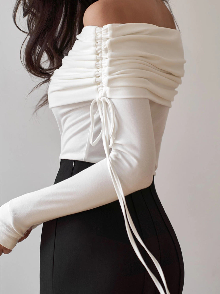 Ruched Off The Shoulder Longsleeve Top