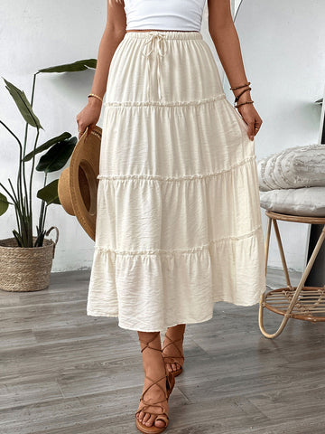Drawstring-Waist Beach Midi Skirt