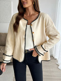 Cozy Contrast Trim Fleece Jacket