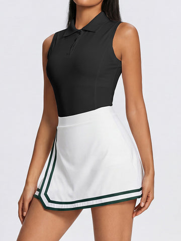 Athletic Striped High Waisted Skort