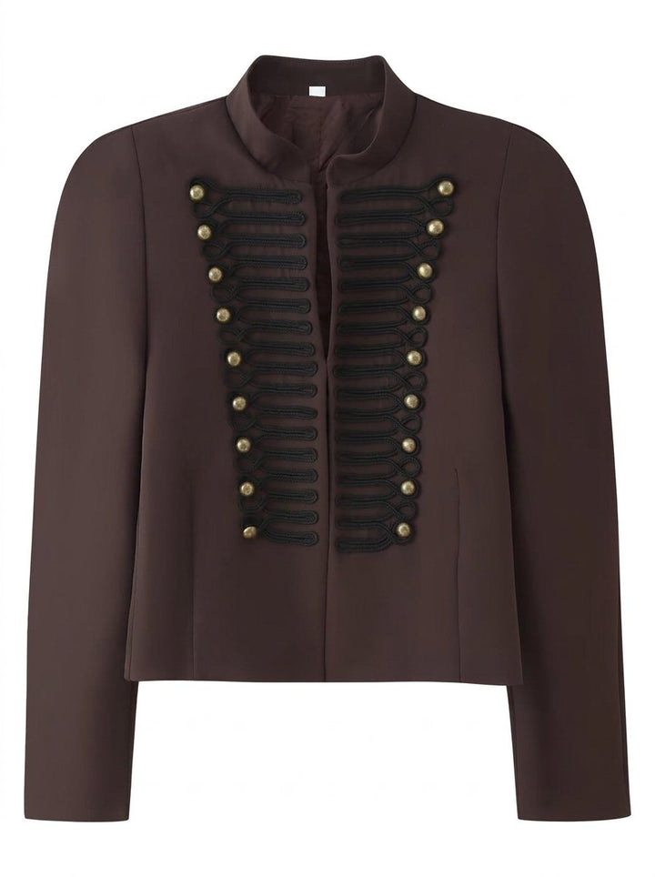 Gold Button Military Cropped Jacket