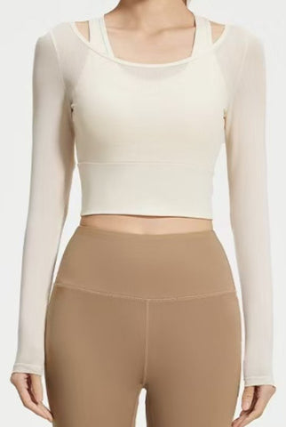 Sheer Mesh Long Sleeve Yoga Top