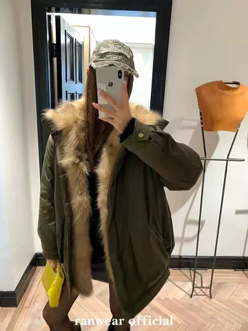 Cozy Faux Fur Trim Puffer Jacket