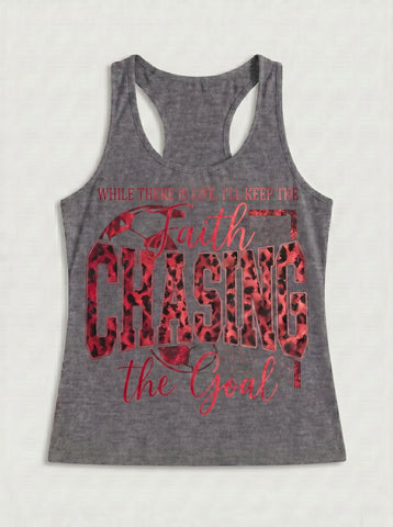 Graphic Print Racerback Tank Top