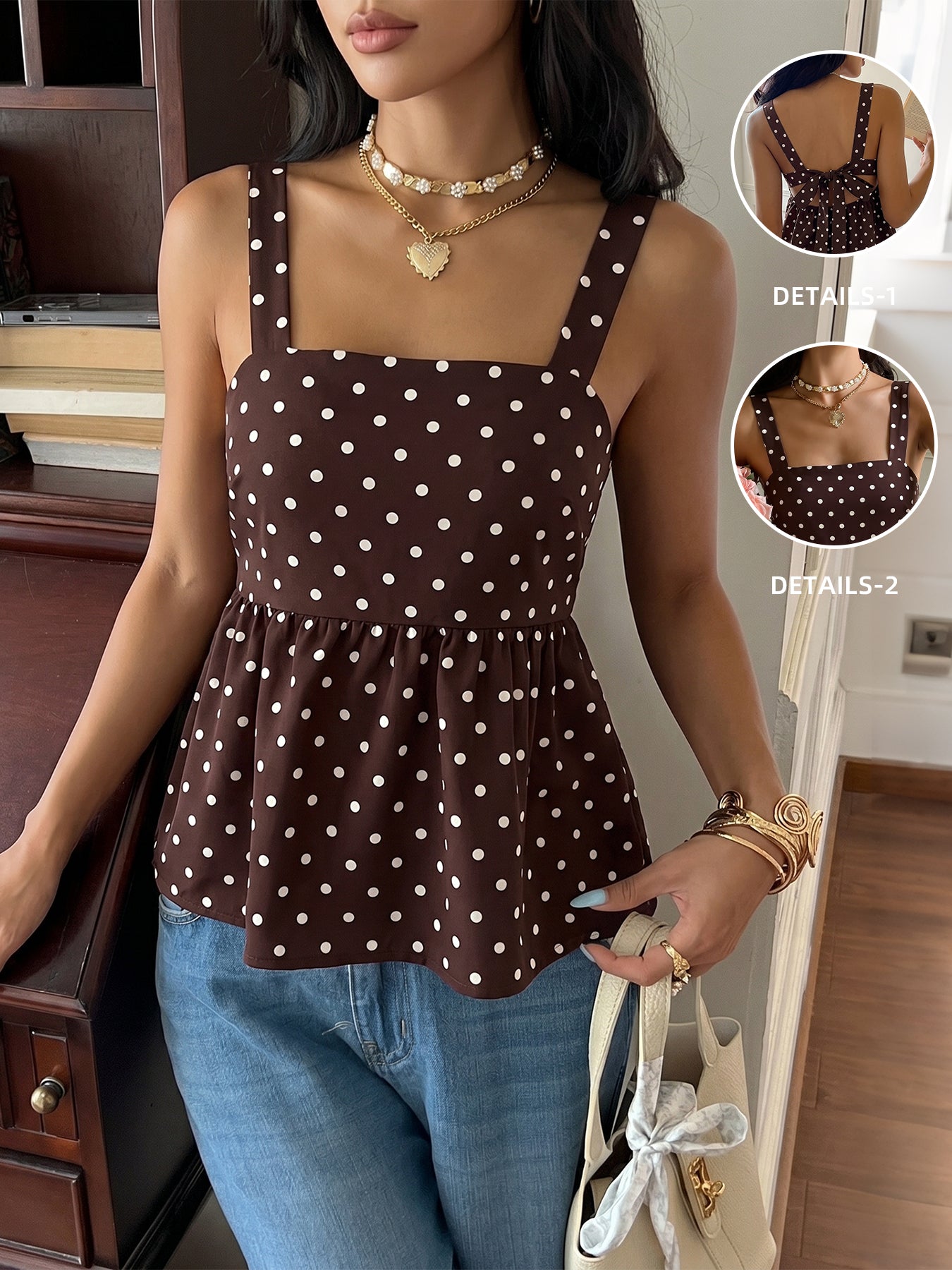 Polka Dot Peplum Tank Top