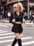 Ribbed Zip Up Skirt Set