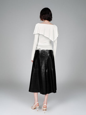 Urban Revivo Draped Long Sleeve T-Shirts-Off-White