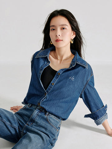 Breathable Moisture Wicking Denim Button Shirt