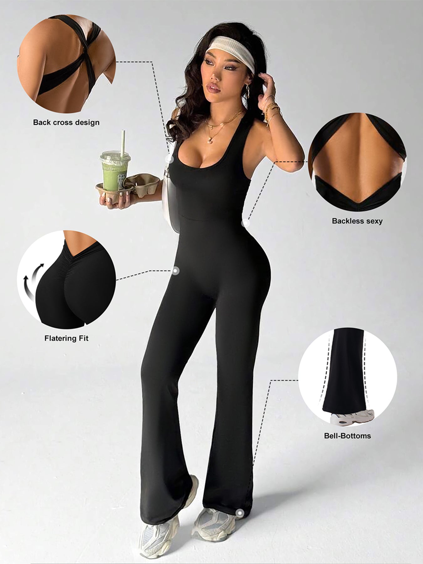 Backless Scrunch Butt Workout Jumpsuit