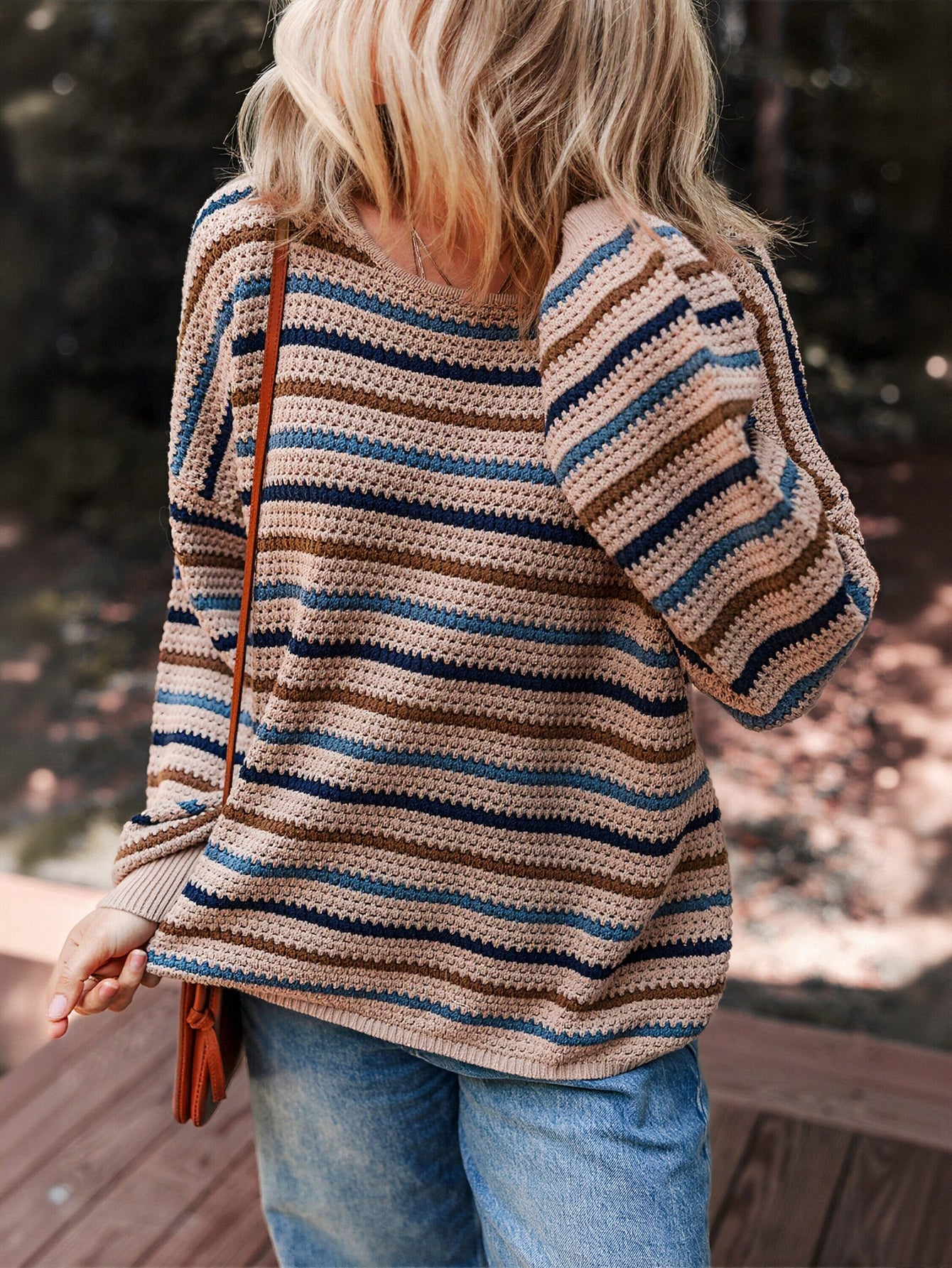 Cozy Striped Lightweight Crewneck Sweater