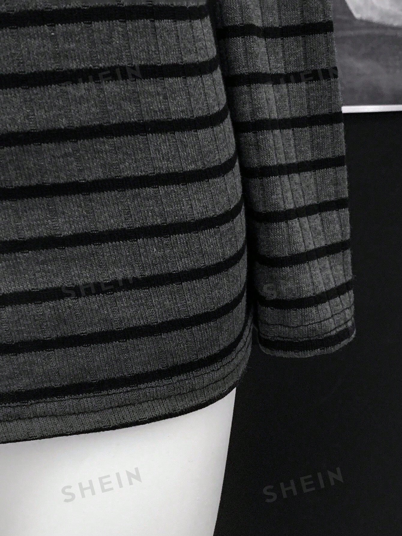 Off Shoulder Striped Ribbed Mini Dress
