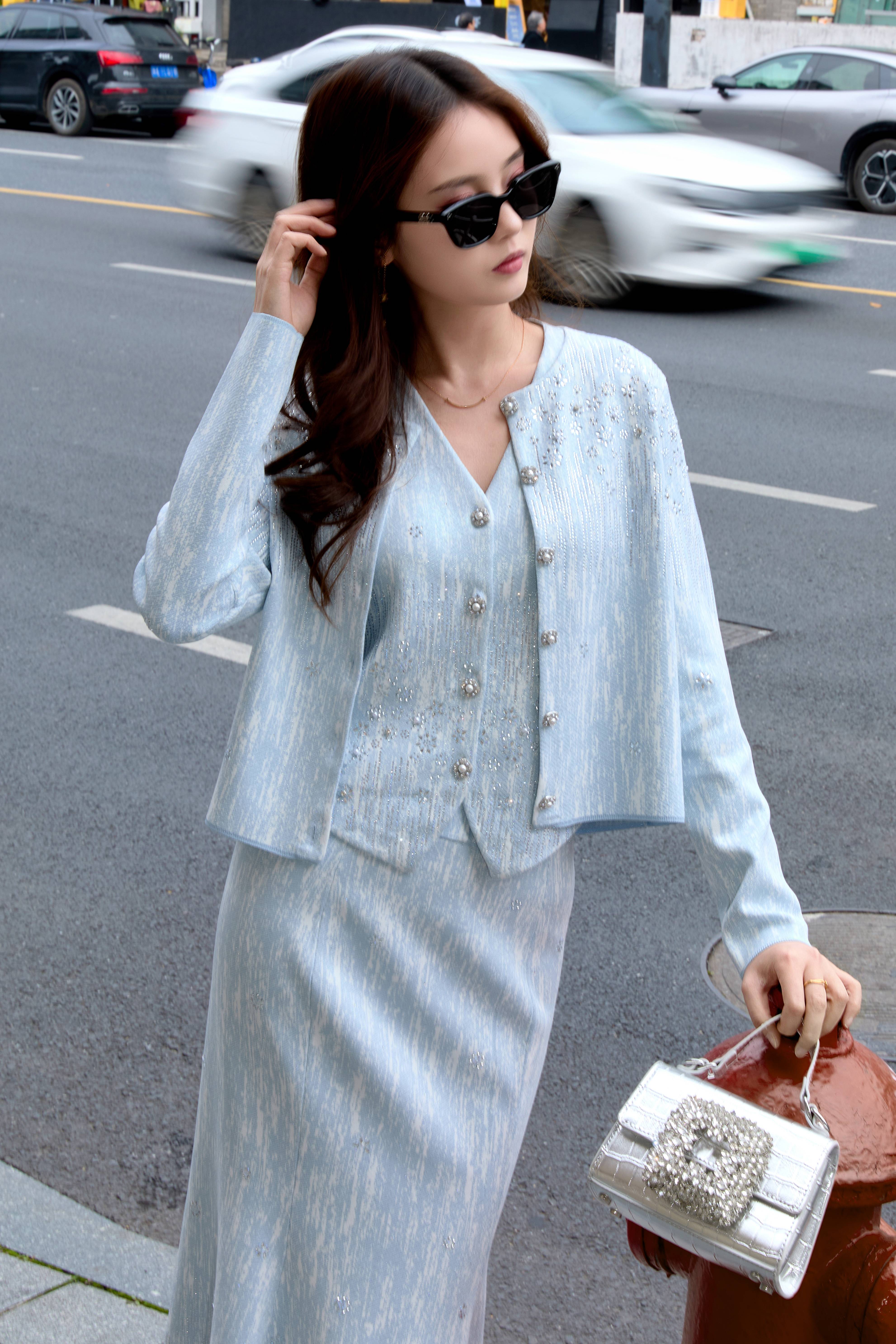 Embellished Rhinestone Knit Cardigan Sweater