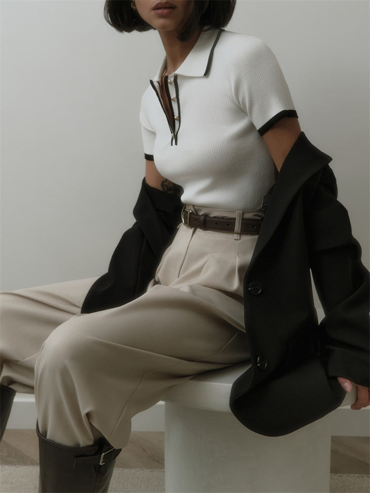 Short Sleeve Single-Breasted Casual Polo Shirt