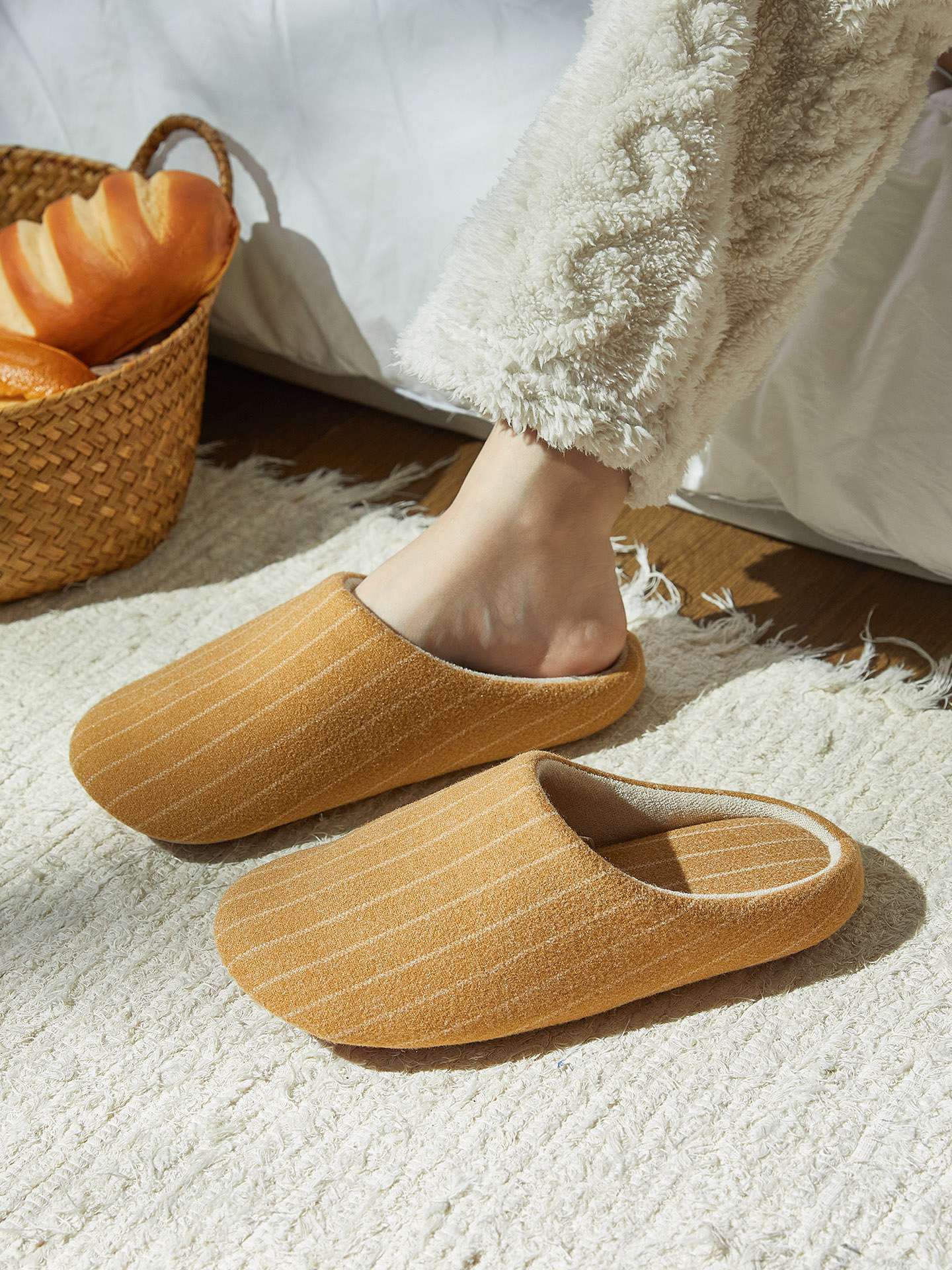 Cozy Striped Lightweight Indoor Slippers
