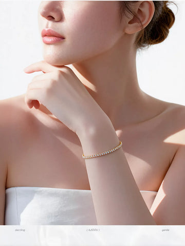 Dainty Gold Cubic Zirconia Tennis Bracelet