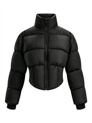 Cropped Stand Collar Puffer Jacket