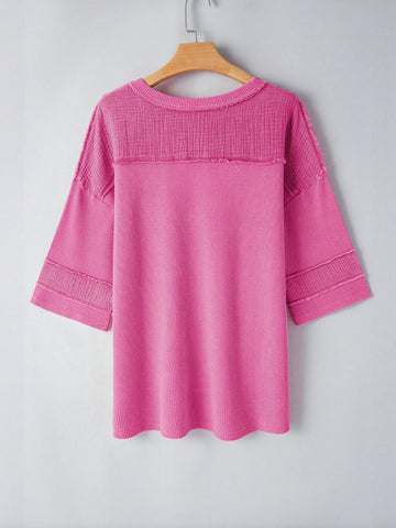 Oversized Waffle Knit Pocket T Shirt