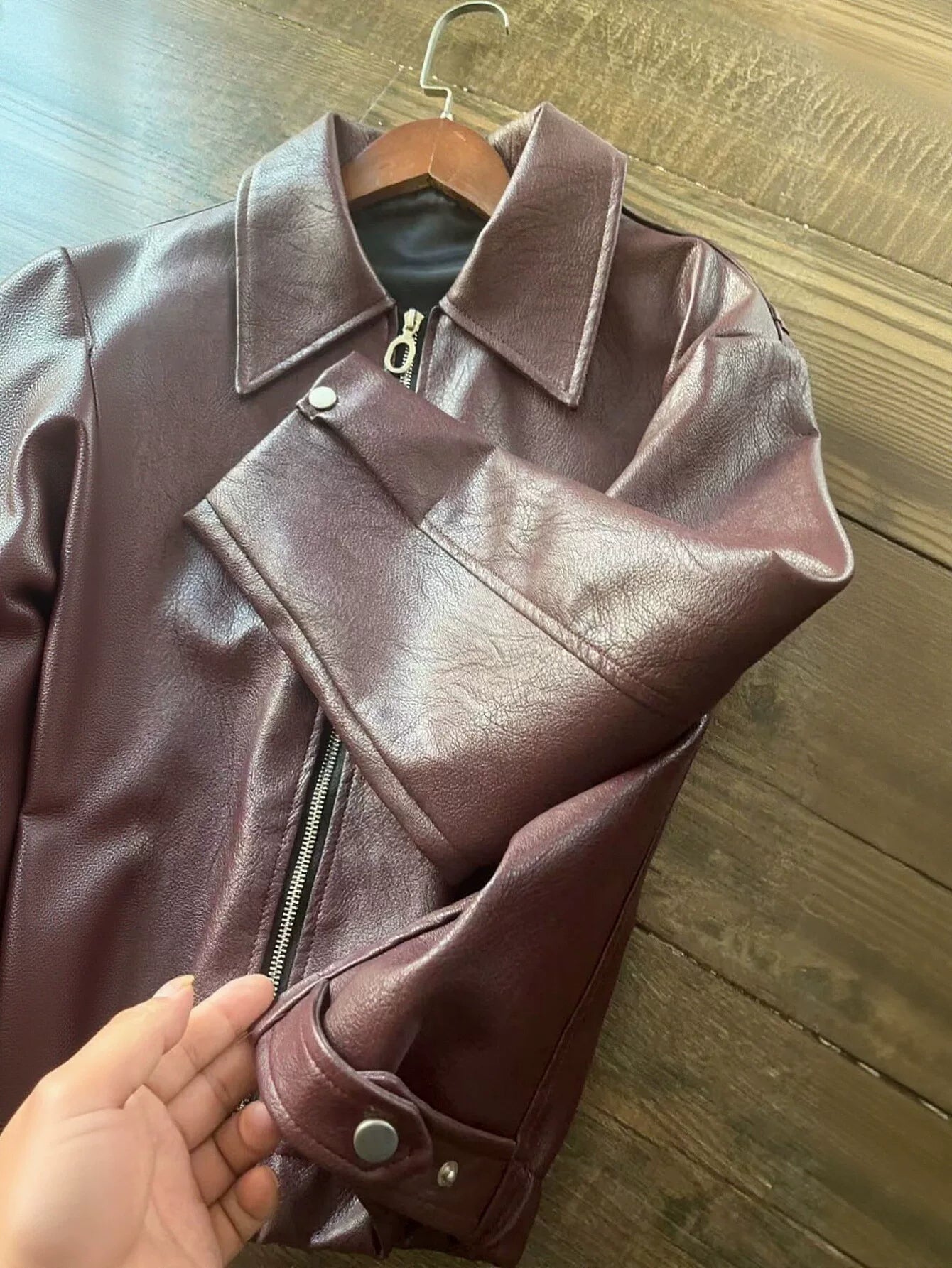 Oversized Zip Up Faux Leather Jacket