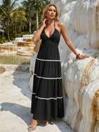 Halter Neck Tiered Edgy Maxi Dress