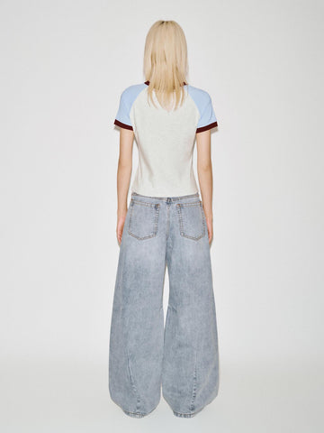 Urban Revivo Loose-Fit Barrel Leg Jeans-Blue