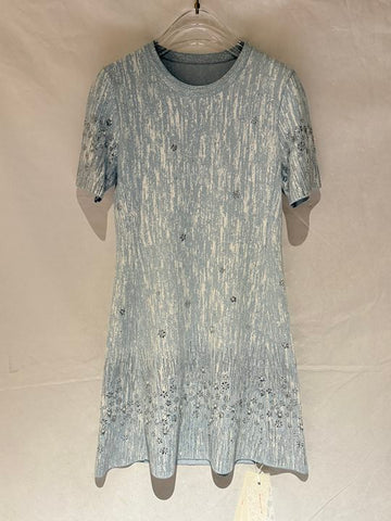 Sparkly Embroidered Textured Knit Dress