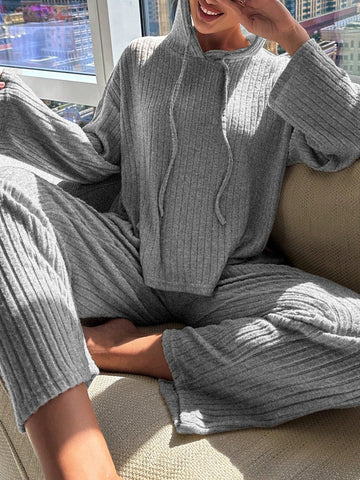 Cozy Ribbed Knit Hoodie Lounge Set