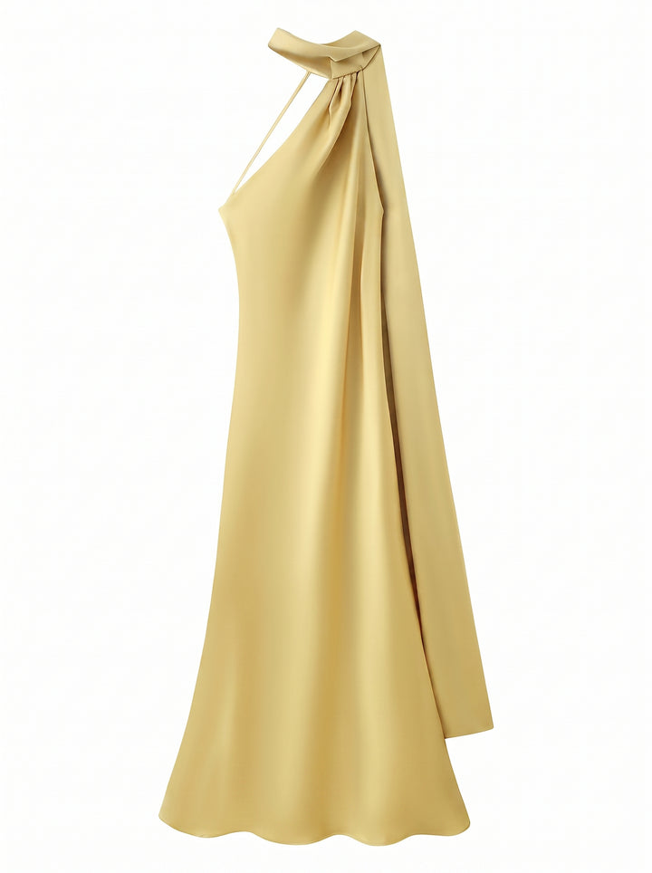 Satin Halter Neck Midi Dress