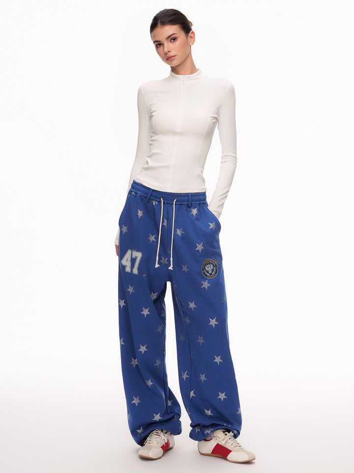 Sparkly Star Print Baggy Sweatpants