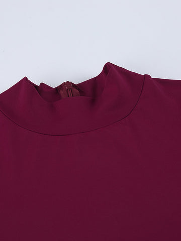 Faux Fur Trim Mock Neck Dress
